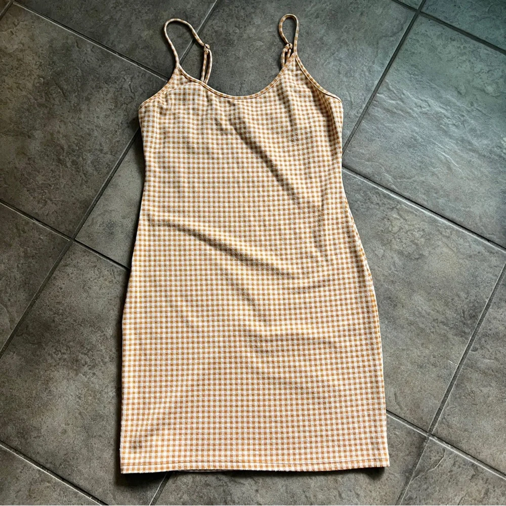 Orange Check Mini Dress - Picture 1 of 5